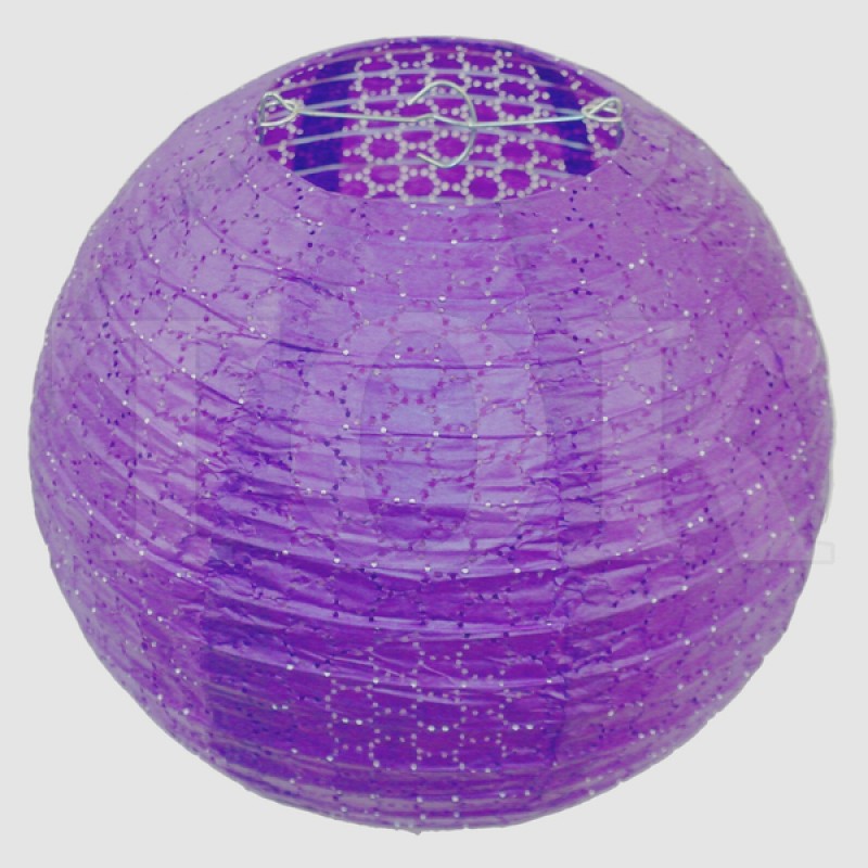 Бумажный фонарик с рисунком фиолетовый 35 см. 0924-9